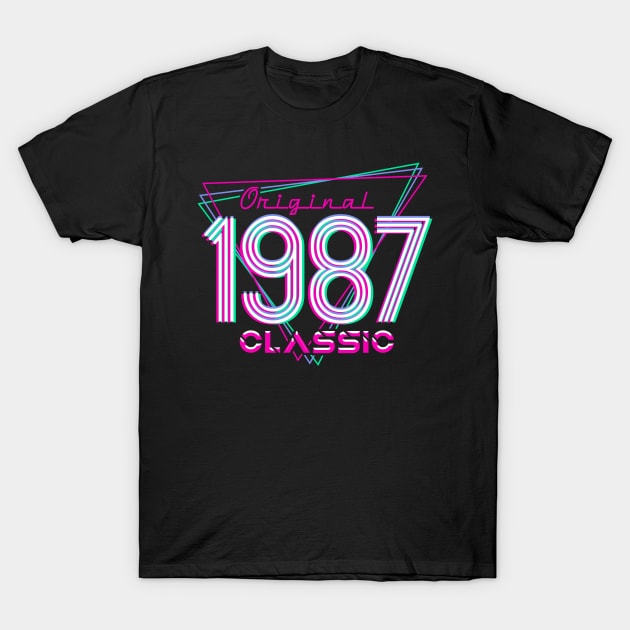 Born In 1987 Throwback Birthday T-Shirt by PinkInkArt